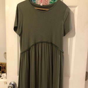 PinkBlush Olive Crochet Trim Maternity Shift Dress